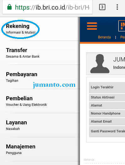 cara cek saldo bri lewat hp android