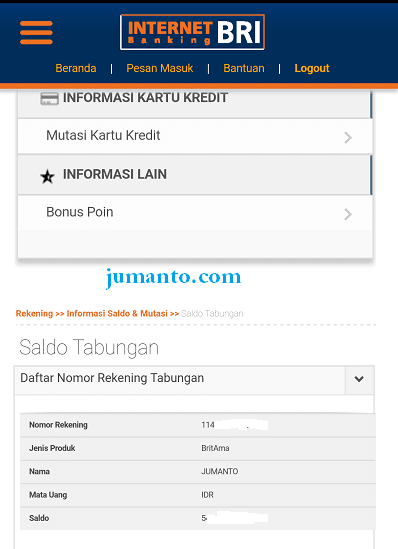 cek saldo bri di hp android