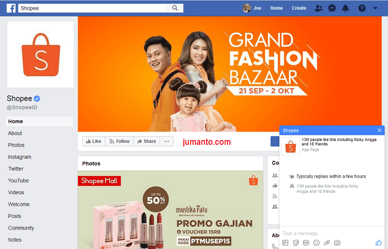 Cara Menghubungi Customer Service Shopee Indonesia Via Facebook