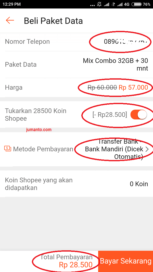 cara beli paket data online murah via shopee