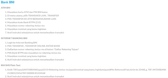 cara transfer ke jenius