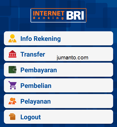 pilih menu transfer dari bri mobile