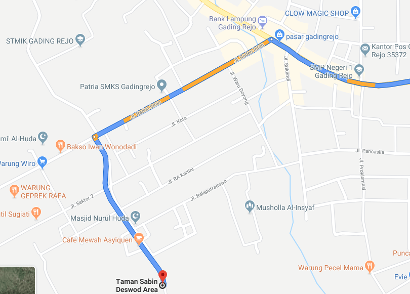 denah lokasi taman sabin pringsewu lampung