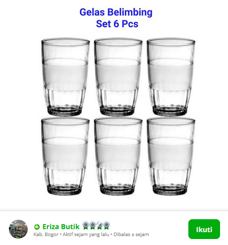 gambar gelas ukuran 210-225 ml
